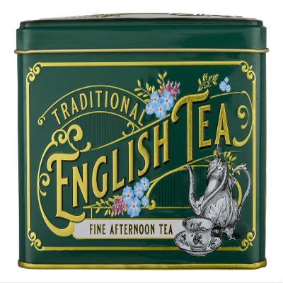 Vintage Victorian Bottle Green Tea Tin with 40 English Afternoon Teabags