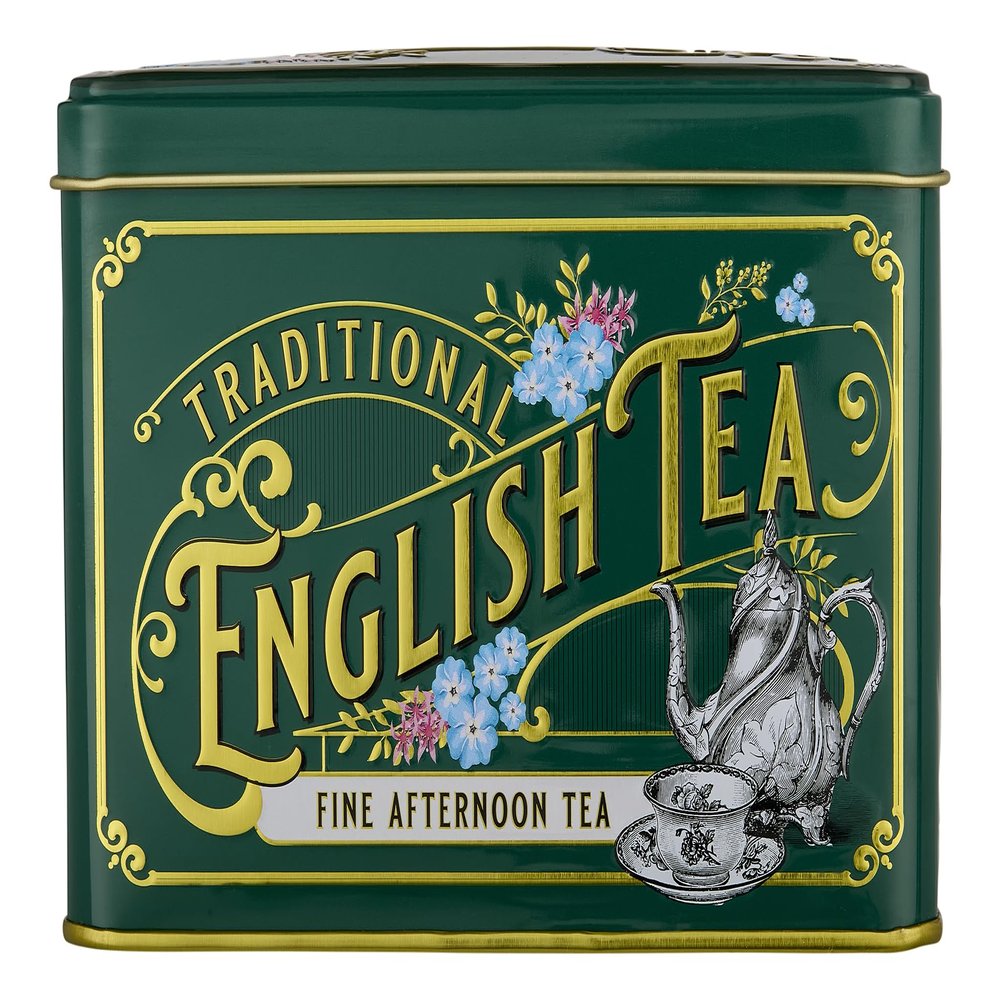 Vintage Victorian Bottle Green Tea Tin with 40 English Afternoon Teabags
