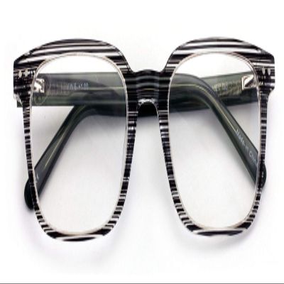 Premium Acetate Square Reading Glasses - Stripe Clear Lens Readers - Unisex Optical Frame Eyeglasses (Black, 1.25)