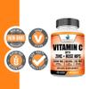 American Standard Supplements Vitamin C 2000mg, Zinc 40mg, and Rose HIPS 50mg Per Serving, Vegan, Gluten Free, Non-GMO (120 Count) view 4