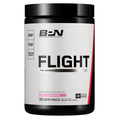 BARE PERFORMANCE NUTRITION BPN Flight Pre Workout, Supports Energy and Mental Focus, Improved Endurance & Muscle Pumps with CarnoSyn Beta Alanine, Pink Lemonade, 30 Servings