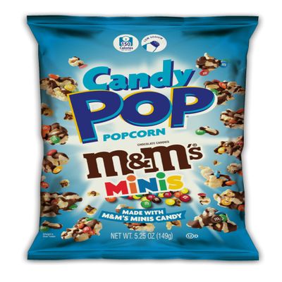 CANDY POP M&Ms Minis Candy Coated Popcorn (5.25oz bags, 12-Pack)