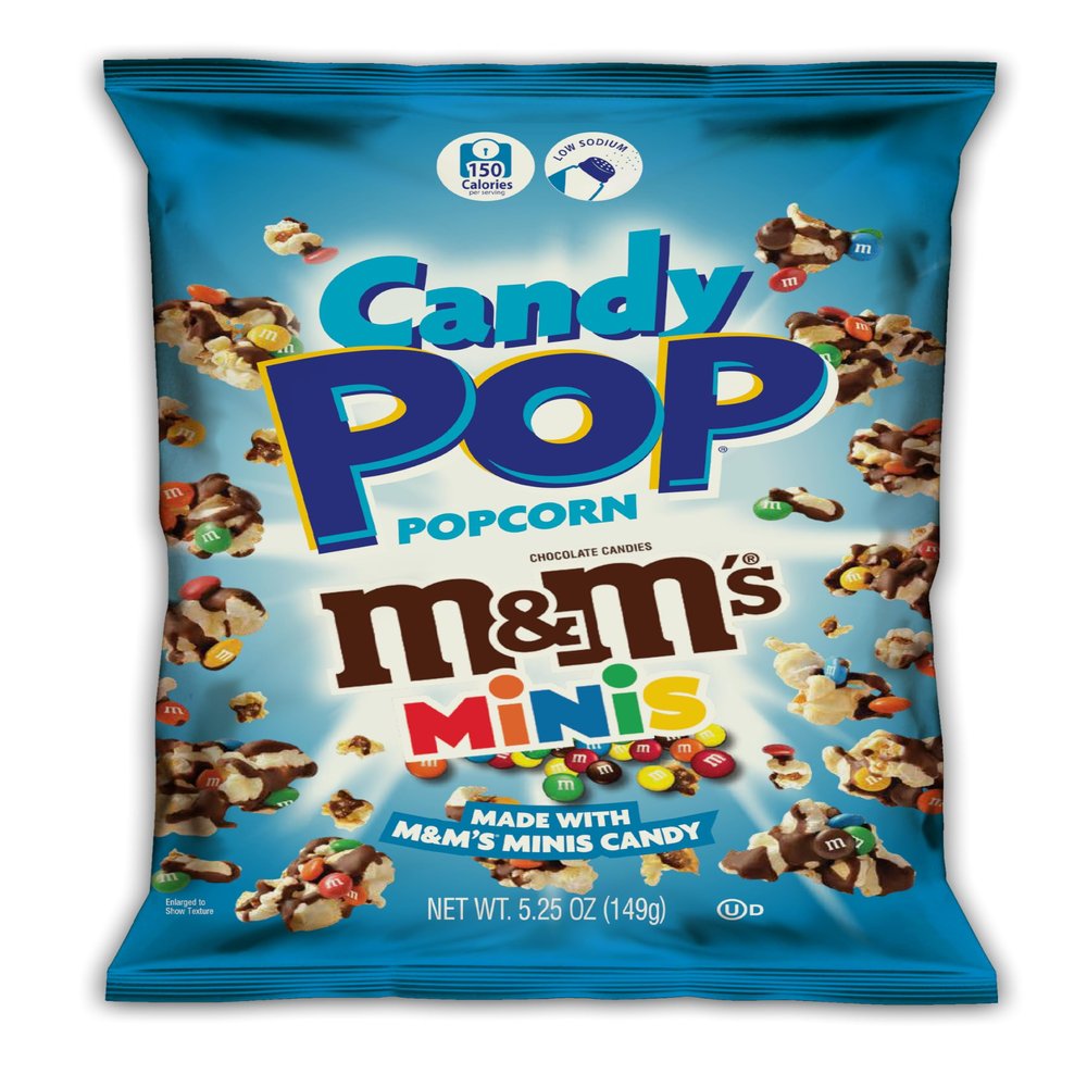 CANDY POP M&Ms Minis Candy Coated Popcorn (5.25oz bags, 12-Pack)