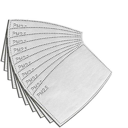 3 PM 2.5 Activated Carbon Filter Insert, 5 Layers Protective, Silver, 17.5cm x 9.5cm, 10 PCS