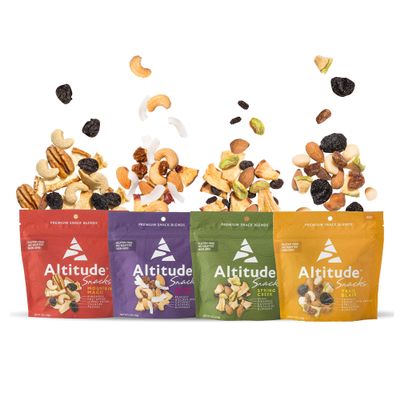 Healthy Snacks Variety 4-Pack for Adults and Kids | No Added Sugars | Premium Dried Fruit and Mixed Nuts | Trail Mix | Vegan Snacks | Snack Pack of 4 x 5oz Pouches | 1 of each flavor of Altitude Snacks