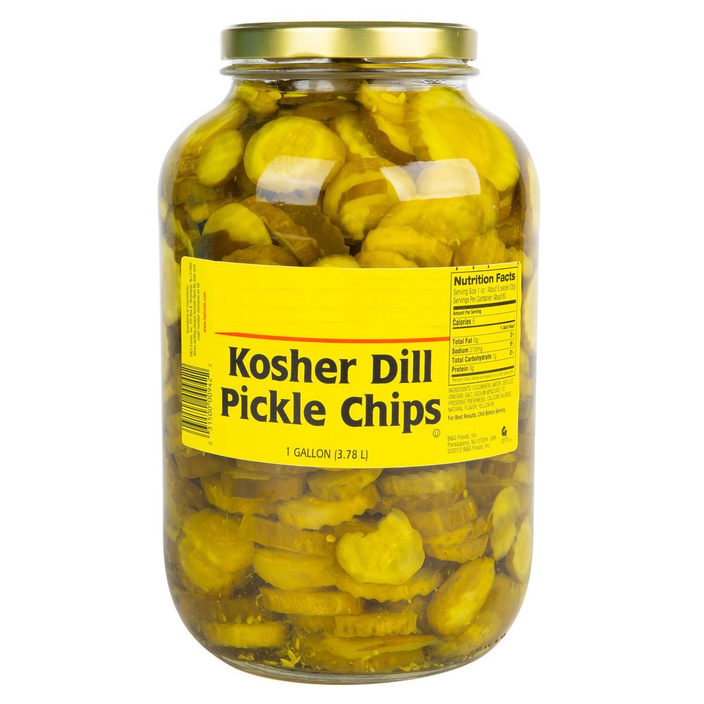 Case of 4, 1 Gallon Kosher Dill Crinkle Cut Perfect for home, restaurant, kitchen, cheaseburger,hamburger.