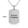 Bling Jewelry Blood Thinner Medical Identification ID Dog Tag Pendant Necklace Men Stainless Steel Medium Custom Engraved view 2