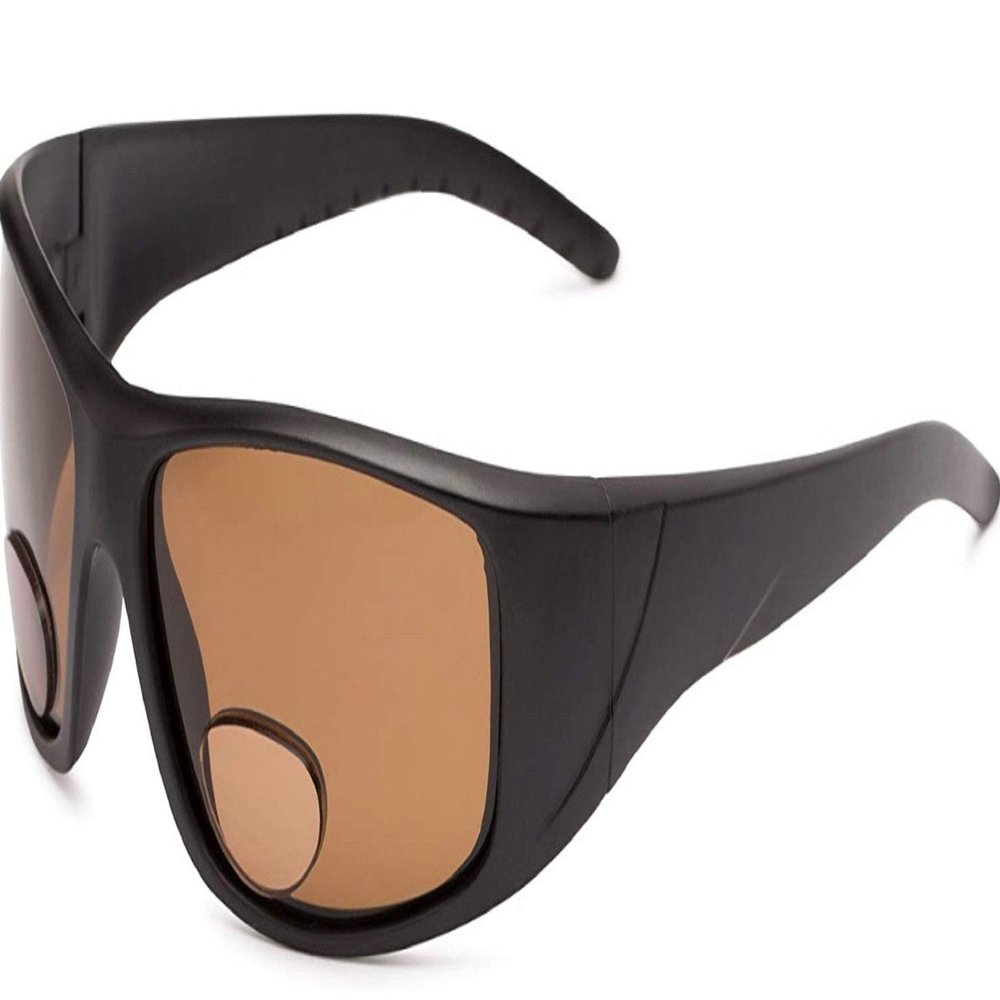 The Cleveland Polarized Bifocal Sun Reader Reading Glasses, Plastic Sport and Wrap-Around Sunglasses for Men and Women + 2.00 Black with Amber