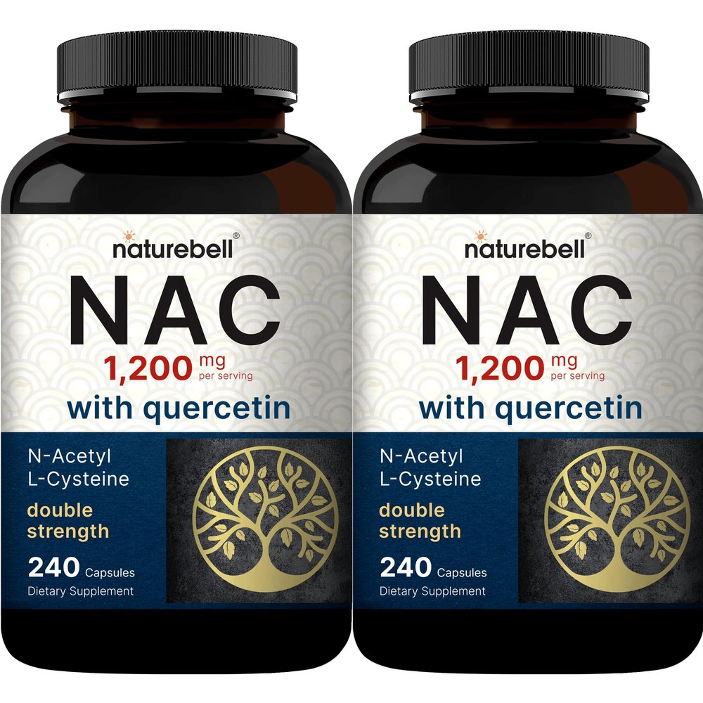 2 Pack NAC Supplement (N-Acetyl Cysteine) with Quercetin, 1,200mg Per Serving, 480 Capsules | Double Strength Antioxidant Support for Immune, Liver, & Lung Health  Non-GMO