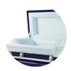 Titan Casket Andover Series Steel Funeral Casket for Humans (Dark Blue) Handcrafted Steel Casket with Dark Blue Finish with Light Blue Crepe Interior view 4