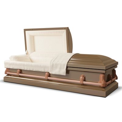 Titan Casket Andover Series Steel Funeral Casket for Humans (Copper) Handcrafted Steel Casket with Copper Finish with Rosetan Crepe Interior