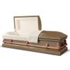 Titan Casket Andover Series Steel Funeral Casket for Humans (Copper) Handcrafted Steel Casket with Copper Finish with Rosetan Crepe Interior view 1