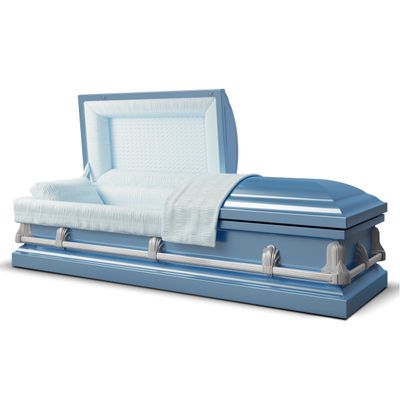 Titan Casket Andover Series Steel Funeral Casket for Humans (Light Blue) Handcrafted Steel Casket with Light Blue Finish with Light Blue Crepe Interior