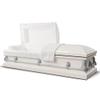 Titan Casket Andover Series Steel Funeral Casket for Humans (White and Gray) Handcrafted Steel Casket with White and Gray Finish with White Crepe Interior view 1