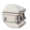 Titan Casket Andover Series Steel Funeral Casket for Humans (White and Gray) Handcrafted Steel Casket with White and Gray Finish with White Crepe Interior view 2
