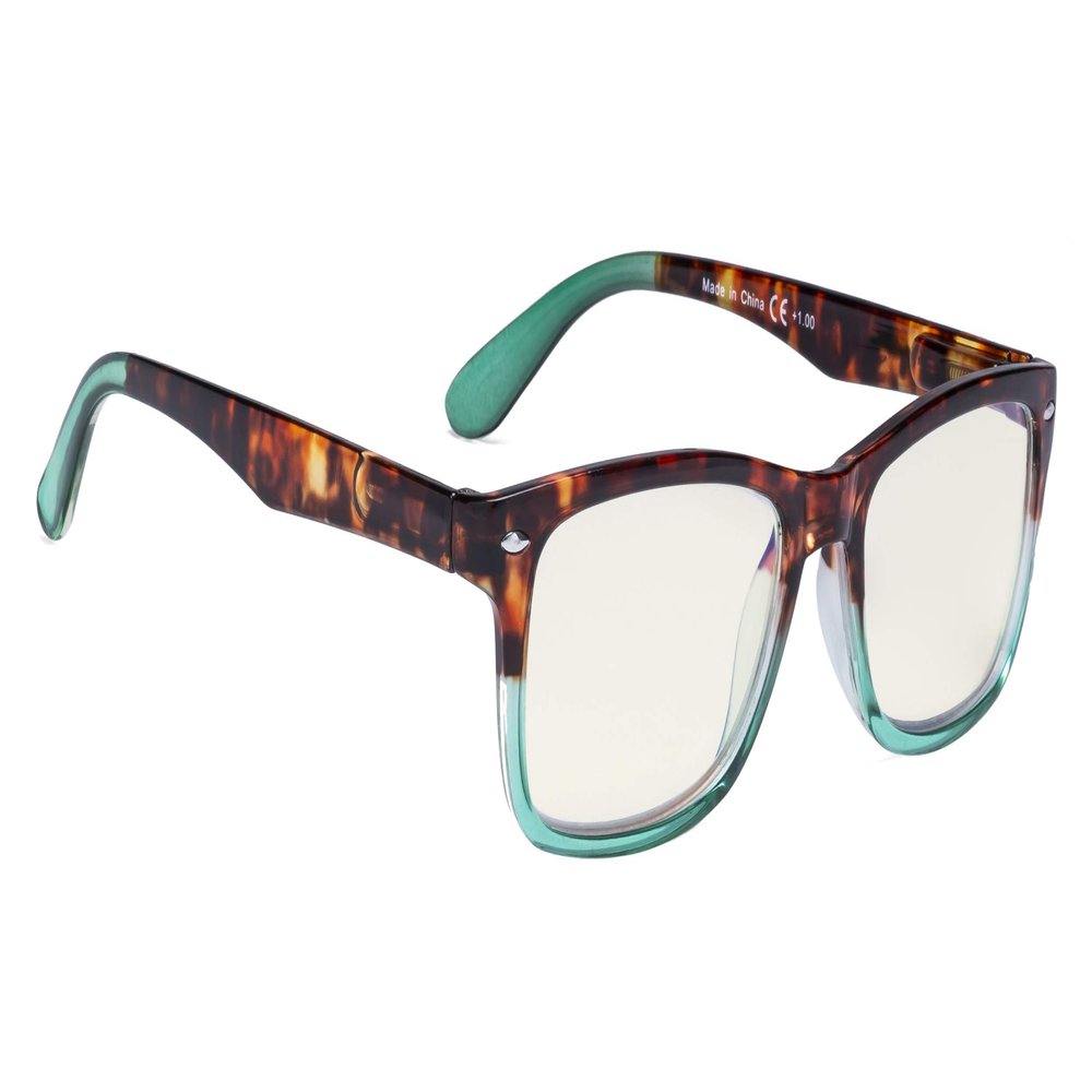 Classic Style Blue Light Filter Reading Glasses,Blocking Computer Glare Reader Eyeglasses Men Women (Green)