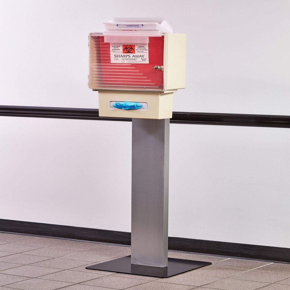 Active50 Solutions, Inc. In-Room Emergency Sharps Stand (10 Gallon, Red, HDPE, Medical Sharps Disposal Container, 6 Count)