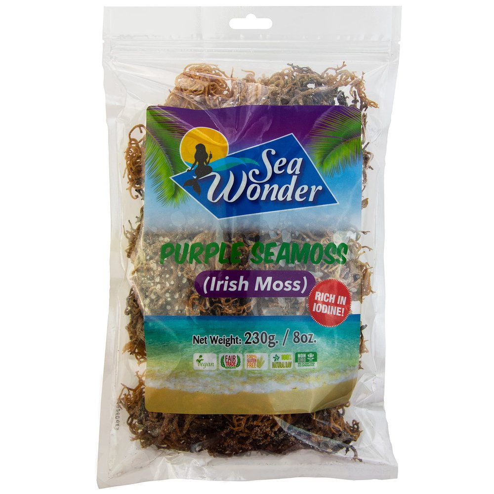 Potent Dark And Gold Dried Irish Moss Caribbean Seamoss (8 Oz./230g) | Wildcrafted Seed Stock | Non GMO | Vegan | Raw | Hand Picked | Sun Dried and Sealed | Makes 160 Fl. Oz