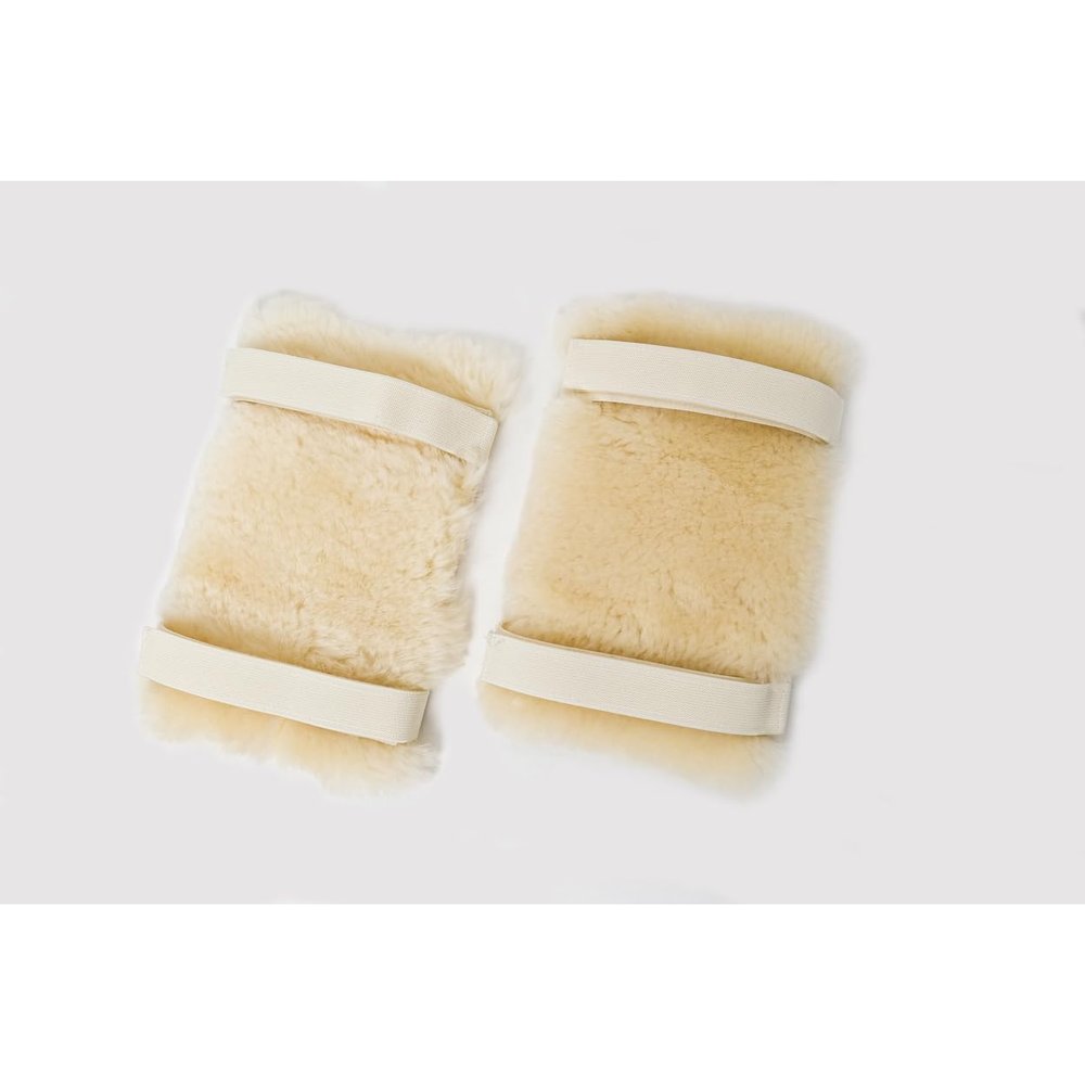 Natural Sheepskin Knee Pads for Knee Pain Relief, Set of 2 | 100% Genuine Medical Grade Sheepskin Knee Straps for Knee Support, Pressure Relief & Bed Sores, Natural, 11.5" x 7"