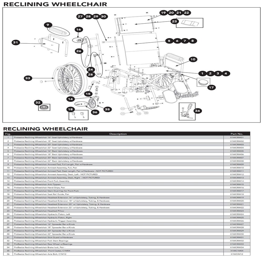 #15 - Anti-Tippers for Probasics Reclining Wheelchair (WCR) (Models WCR1816E,WCR1616E,WCR2018E,WCR2218E)