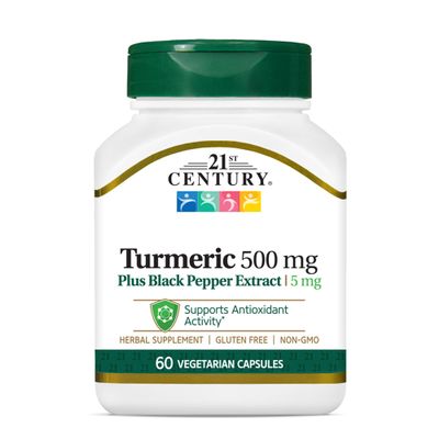21st Century Turmeric 500 mg Plus Black Pepper Extract Vegetarian Capsules, 60 Count