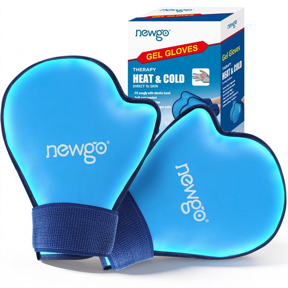 NEWGO Hand Ice Pack Gloves for Pain Relief, FSA Eligible 2 Pack Cold Gloves for Chemotherapy Neuropathy, Ice Glove for Hands Finger Injuries, Arthritis, Working Hands (Internal Length 8.7 Inches)
