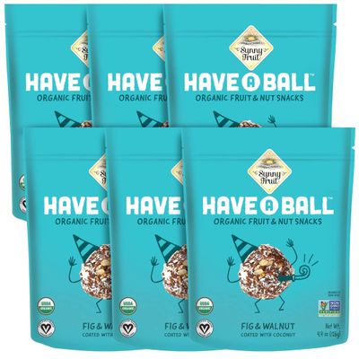 Sunny Fruit 100% RAW Fruit & Nut Snacks, Fig & Walnut, 6-Pack (9 Balls Per Bag) | No Sugar Added | Healthy, Convenient, On-the-Go Energy Balls | ORGANIC, VEGAN, GLUTEN-FREE, KOSHER