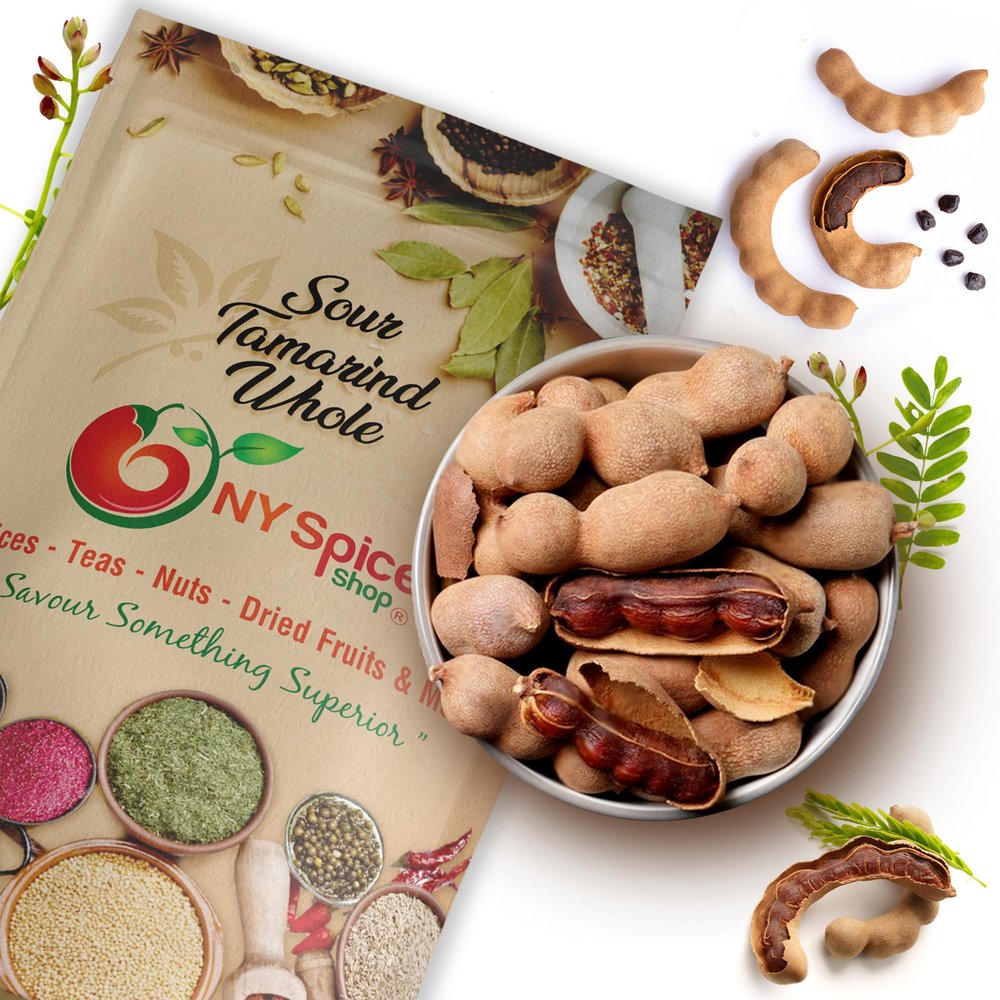 NY SPICE SHOP Sour Tamarind Pods - Thailand Tamarinds Fruit - Fresh Whole Dried Tamarindo - Healthy Snack - Delicious & Nutritious Herbal Fruits - 16 Ounce