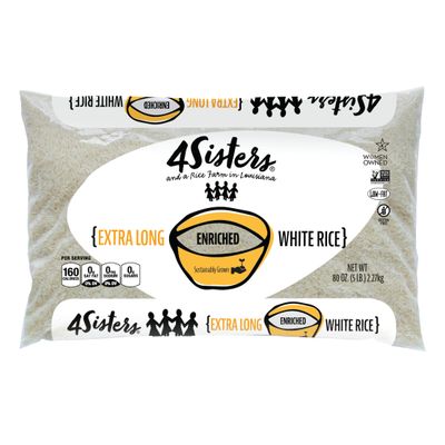4Sisters - Enriched Extra Long White Rice - Sustainably Grown - Women Owned - 5lb