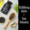 Saw Palmetto + Biotin Advanced 2-in-1 Combo for Hair Growth. Vegan Capsules Supplement with Natural Saw Palmetto Extract + 10000mcg Biotin. Hair Loss and Regrowth Pills for Men and Women. DHT Blocker view 4