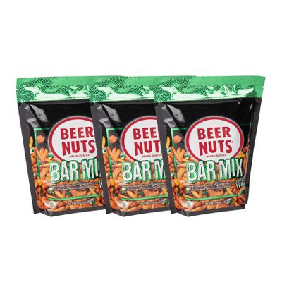 BEER NUTS Bar Mix w/Wasabi - Pretzels, Cheese Stix, Sesame Stix, Insane Grain & Wasabi Peas - 20oz Resealable Bag (Pack of 3)