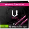 U by Kotex Click Compact Tampons, Super Absorbency, Unscented, 16 Ct (Pack of 4) view 1