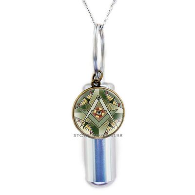Freemason Cremation URN Necklace,Masonic Master Symbol URN,Freemasonry Gift Accessories,Masonic Faith Hope URN,N015