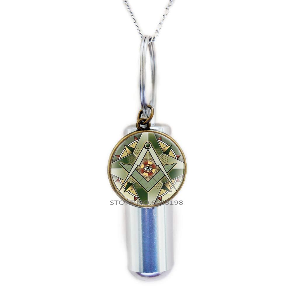 Freemason Cremation URN Necklace,Masonic Master Symbol URN,Freemasonry Gift Accessories,Masonic Faith Hope URN,N015