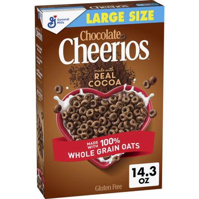 Chocolate Cheerios, Heart Healthy Gluten Free Breakfast Cereal, Made with Whole Grain Oats, Large Size, 14.3 oz