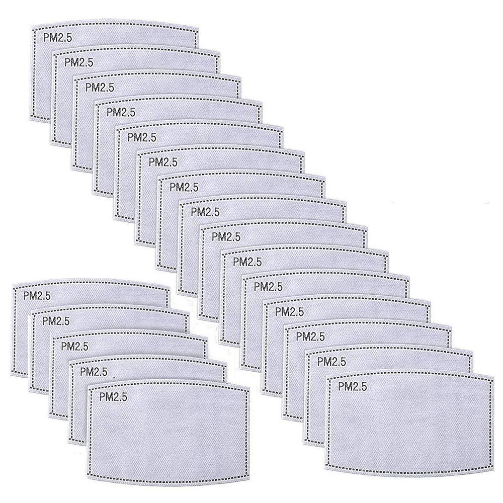 50pcs PM 2.5 Activated Carbon Filter Dustproof 5 Layers Filter Replacement for Women Mens Cotton Adjustable Replaceable Breathing Anti Dust