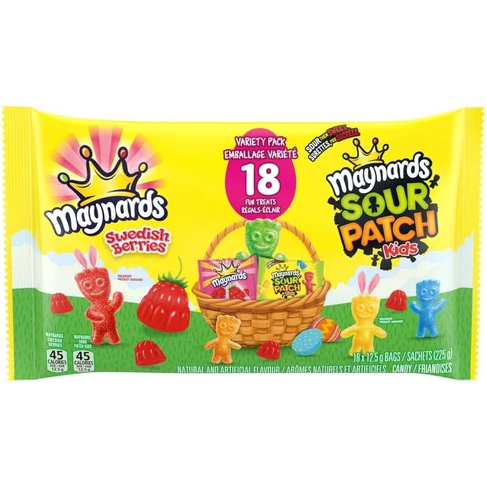 Maynards and Swedish Berries Easter Candy Packets, 18 Fun Treats, 225g/7.9 oz Bag (Imported from Canada)