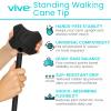 Vive Self Standing Walking Cane Tip 3/4 Inch Heavy Duty Replacement Quad - Rubber Cane Foot Base All Terrain for Walking Sticks, Folding & Medical Canes - Stabilizing Cane Tip for Men, Women (Black) view 2