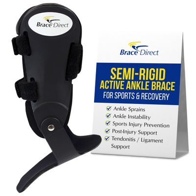 Brace Direct Semi-Rigid Active Ankle Brace for Sports - Maximum Support for Sprains & Injuries, Stabilizes & Protects Athletes Ankles Volleyball, Soccer (M - Right, Men 9.5-13 / Women 10.5-12)