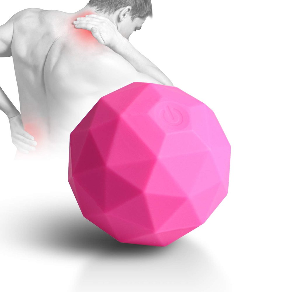 MEXITOP Electric Vibrating Massage Ball, 2-Speed Fitness Yoga Pilates Physical Therapy Massage Roller to Fight Sore Muscles,Washable Negative Ion Vibration Massages Ball for Muscle Recovery(Red)
