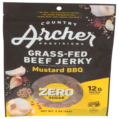 Country Archer Mustard BBQ Grass Fed Beef Jerky, 2 OZ