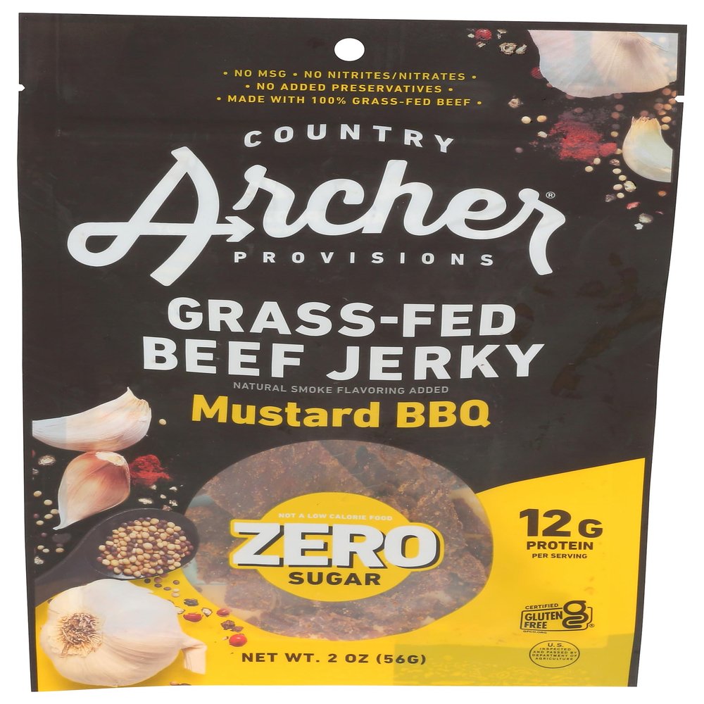 Country Archer Mustard BBQ Grass Fed Beef Jerky, 2 OZ