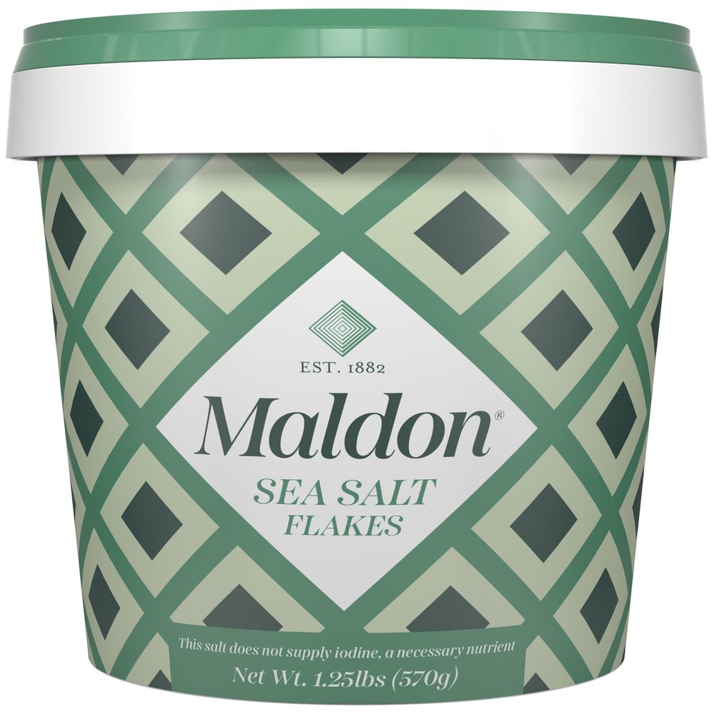 Maldon Salt, Sea Salt Flakes, 20 oz (570 g), Resealable Tub Kosher, Natural, Unique Gourmet Pyramid Shaped Salt Flakes, Perfect for a Wide Range of Dishes, Hand-Harvested for Four Generations