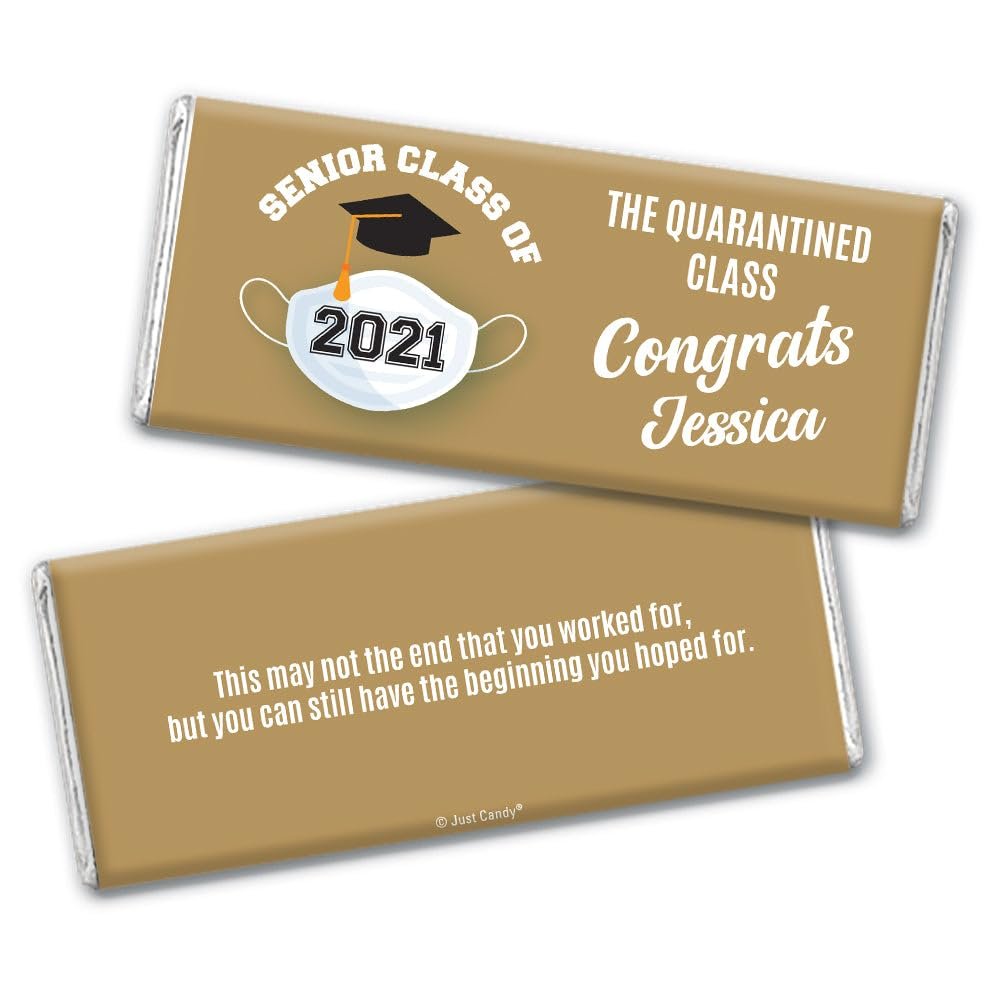 12 Class of 2024 Graduation Party Favors Personalized Chocolate Bars "The Quarantined Class" (12 Pack) - Gold