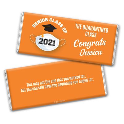 12 Class of 2024 Graduation Party Favors Personalized Chocolate Bars "The Quarantined Class" (12 Pack) - Orange