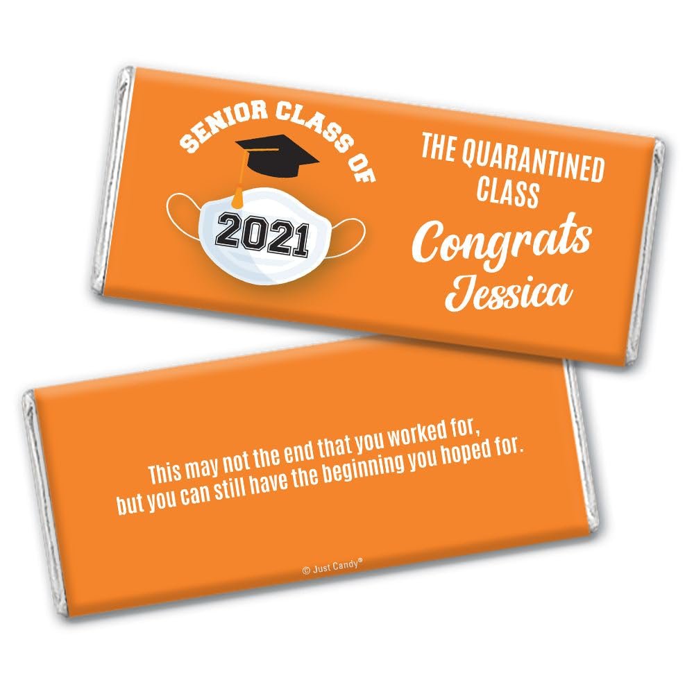 12 Class of 2024 Graduation Party Favors Personalized Chocolate Bars "The Quarantined Class" (12 Pack) - Orange