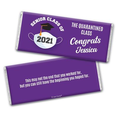 12 Class of 2024 Graduation Party Favors Personalized Chocolate Bars "The Quarantined Class" (12 Pack) - Purple