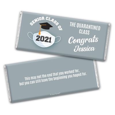 12 Class of 2024 Graduation Party Favors Personalized Chocolate Bars "The Quarantined Class" (12 Pack) - Silver
