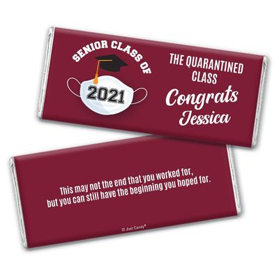 12 Class of 2024 Graduation Party Favors Personalized Chocolate Bars "The Quarantined Class" (12 Pack) - Maroon
