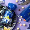 Blulu 100 Pcs Eid Mubarak Gift Bags Ramadan Decorations Clear Goodie Candy Plastic Cellophane Treat Bags with Silver Twist Ties for Eid Mubarak Party(Blue Gold) view 4